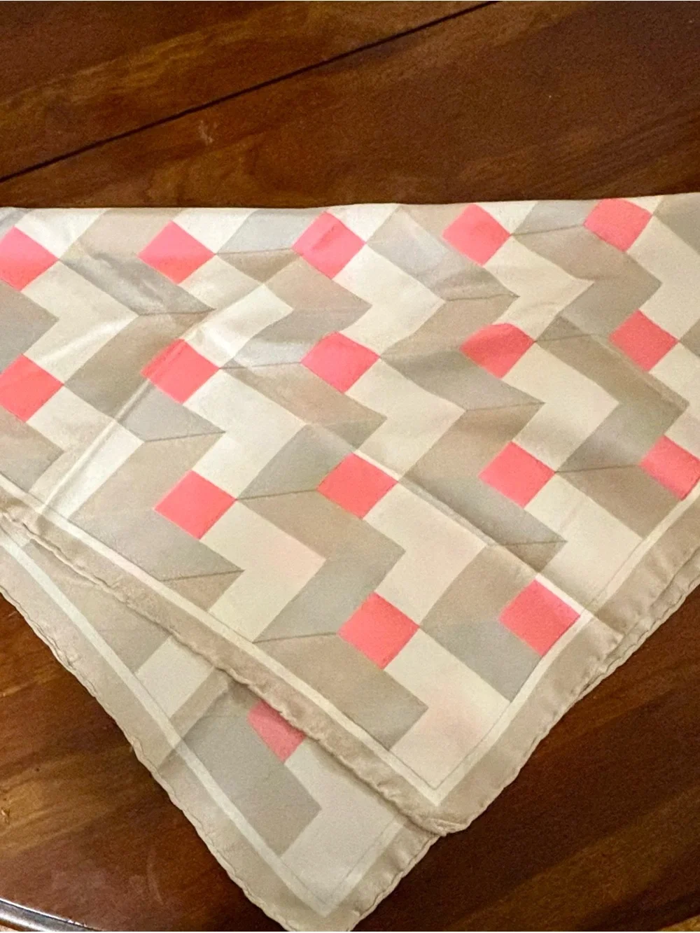 Vintage Burmel Silk Hand Rolled Square  Scarf Made In Italy